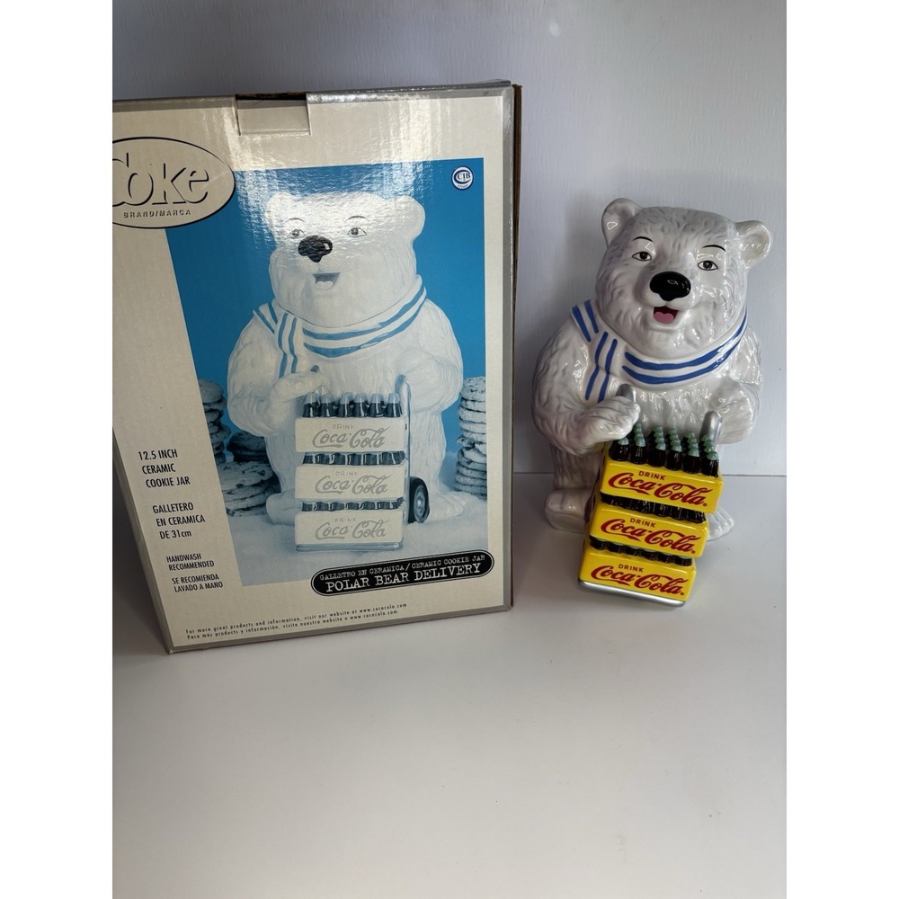 Gibson Coca Cola‎ Polar Bear Delivery Ceramic Cookie Jar - 2001